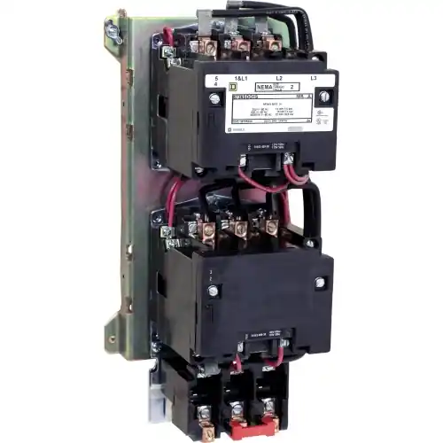 Schneider Electric 8736SDO1V02S NEMA Motor Starter, Type S, reversing, Size 2, 45A, 3 pole, vertical, 120 VAC coil, melting alloy overload, open style Fresh Stock